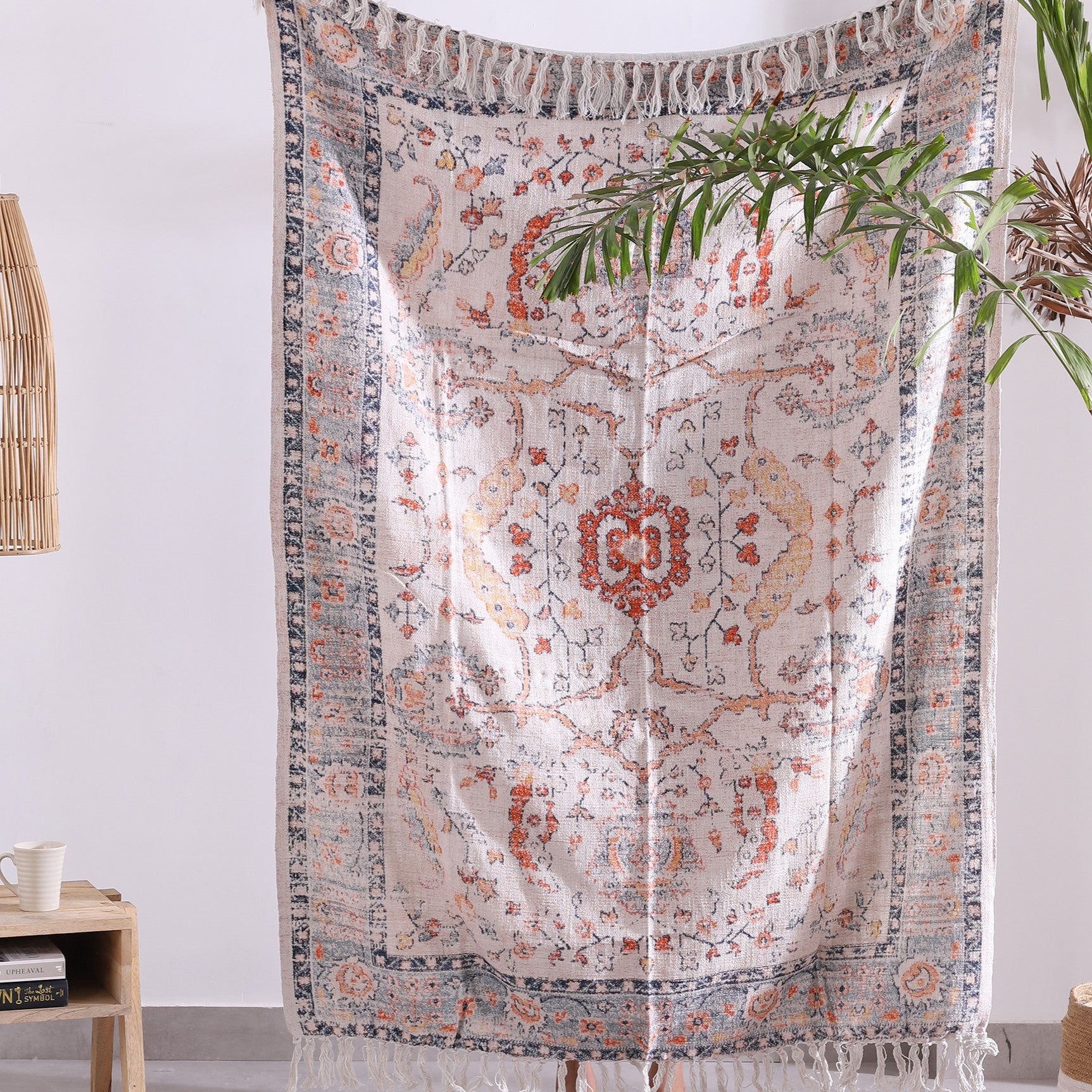 Leafy Floral Rustic Look Designer Cotton Throw