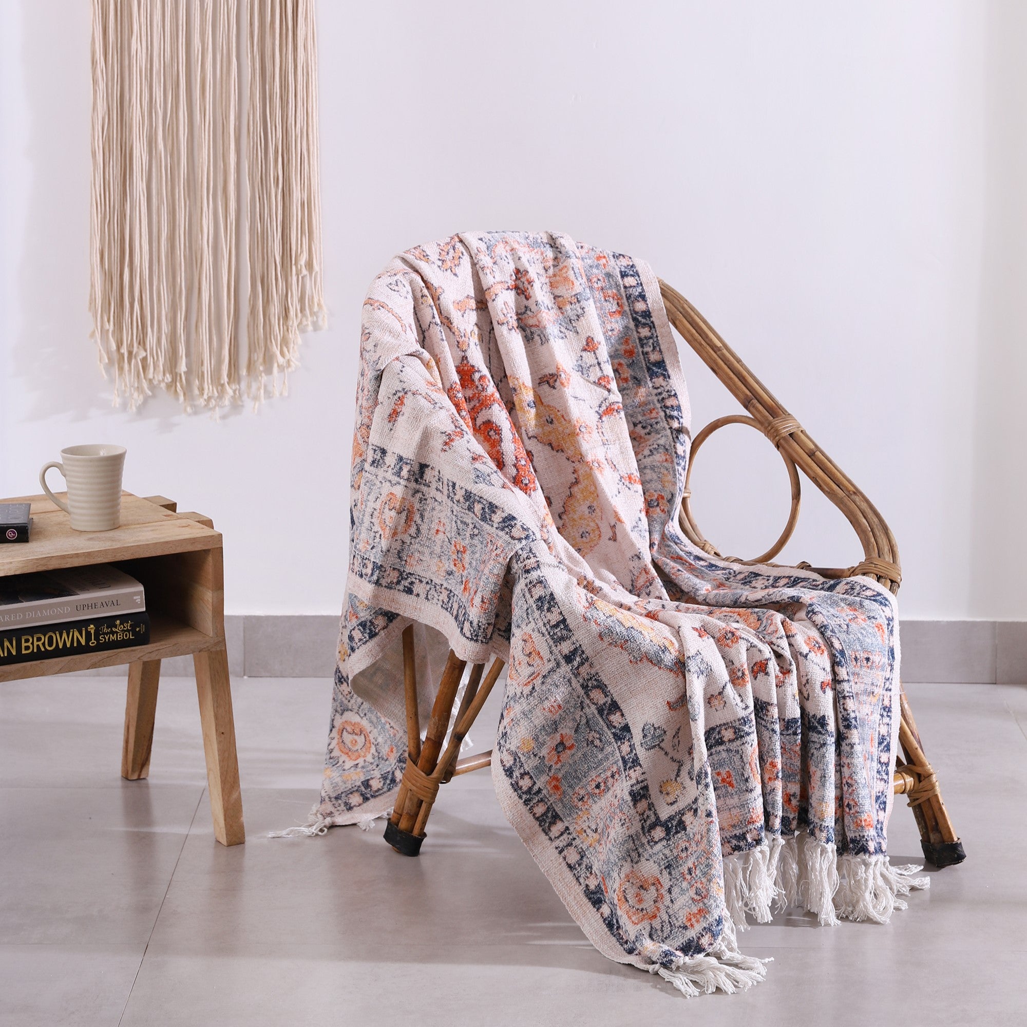 Leafy Floral Rustic Look Designer Cotton Throw