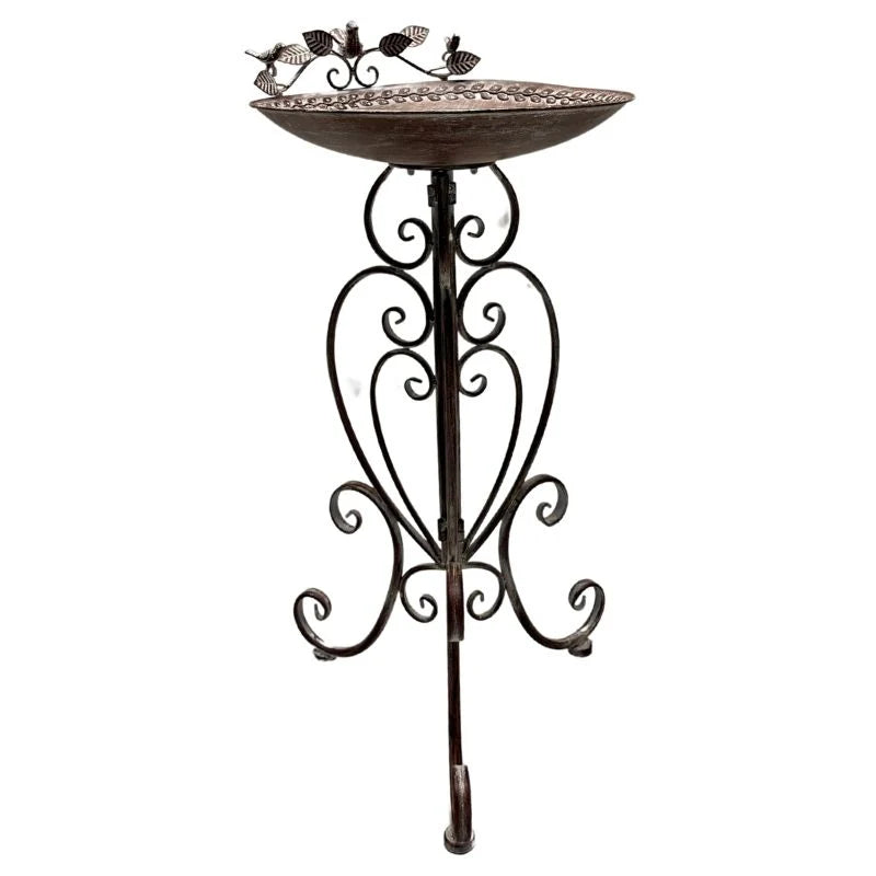 Leafy Metal Birdbath/Feeder with Embellished Legs
