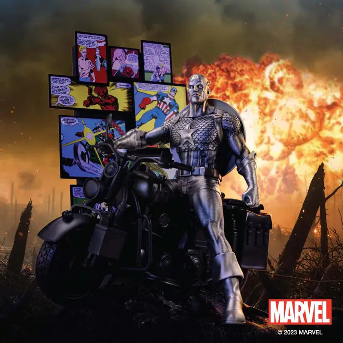 Limited Edition Origins Gilt Captain America Pewter Figurine - Silver