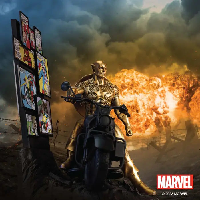 Limited Edition Origins Gilt Captain America Pewter Figurine - Gold