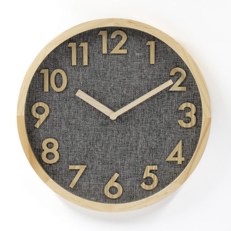 Linen Dial Wooden Wall Clock 35cms