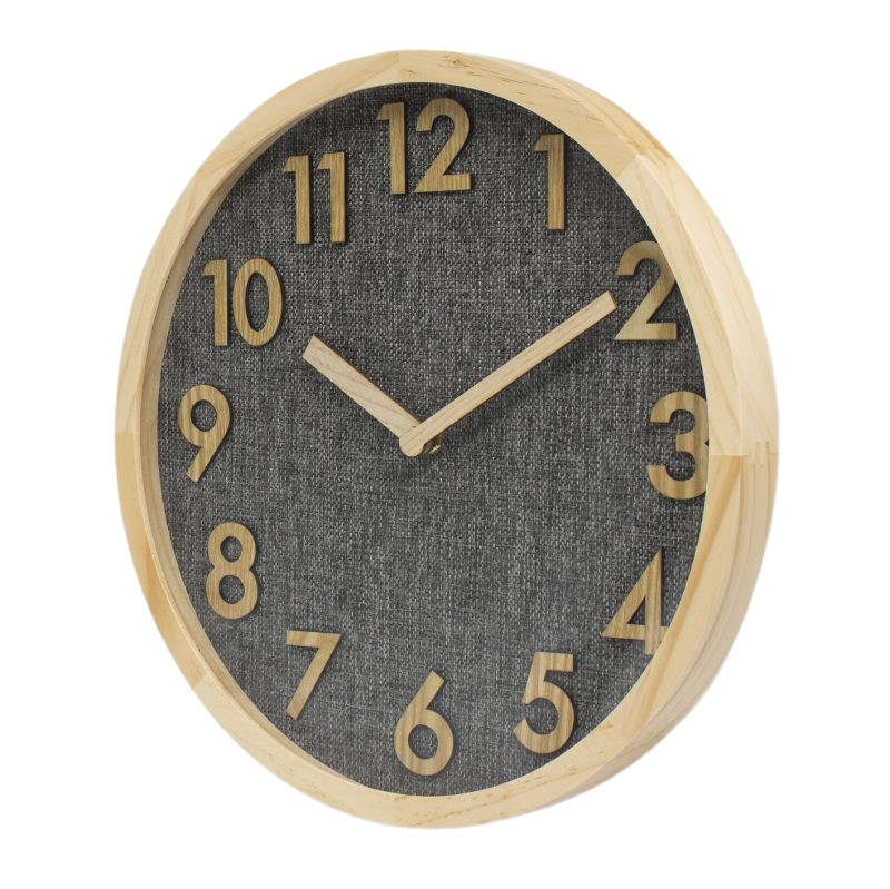 Linen Dial Wooden Wall Clock 35cms