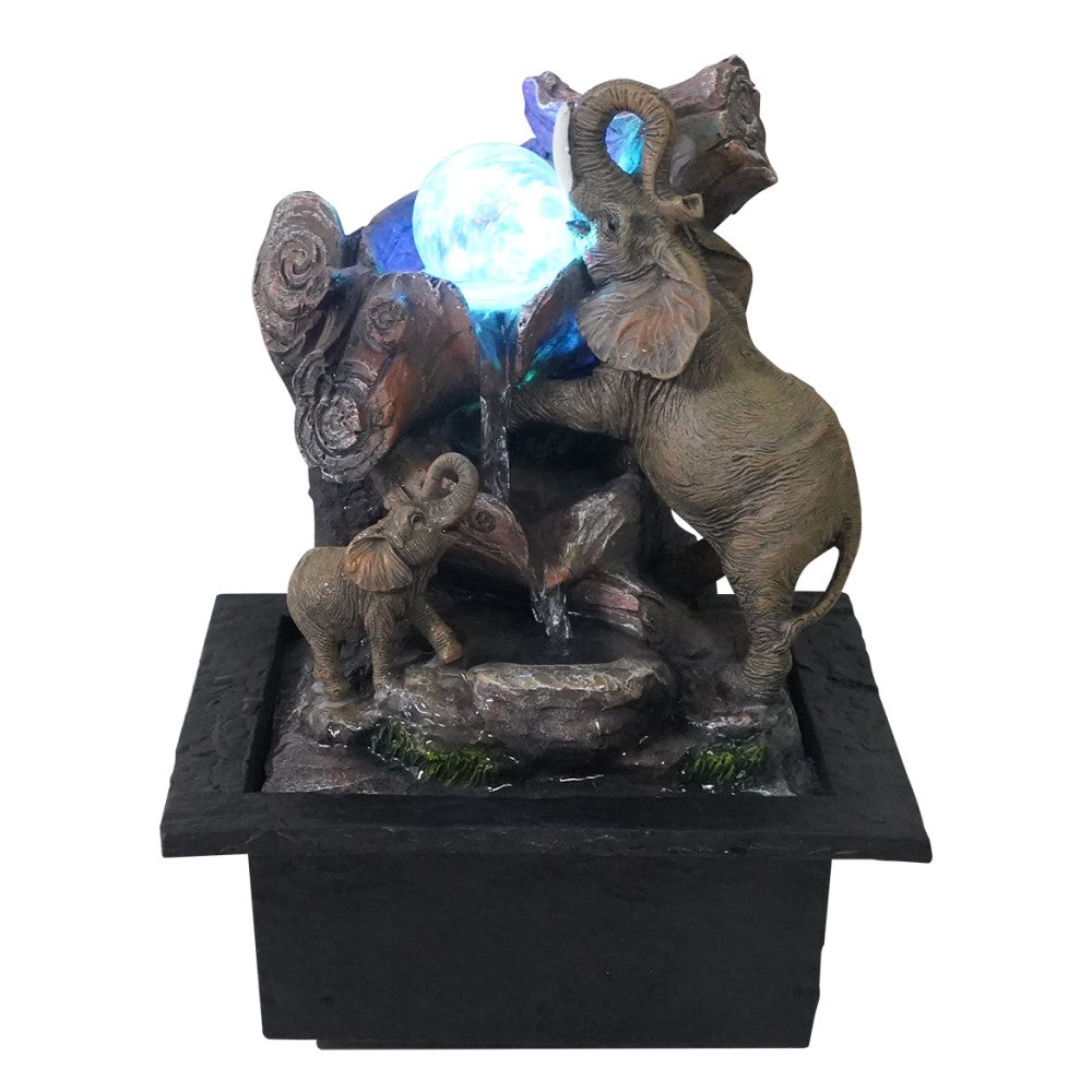 Lively Elephants Polyresin Fountain Tabletop Decor