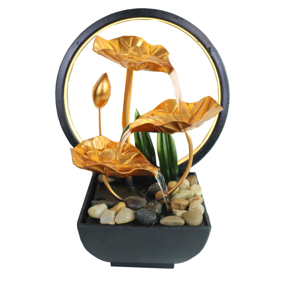 Lotus Aura Polyresin Fountain Tabletop Decor