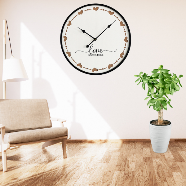 "Love Grows Here" Wall Clock 60cms