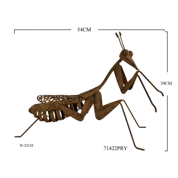 Lucky Praying Mantis Metal Outdoor Decor Small
