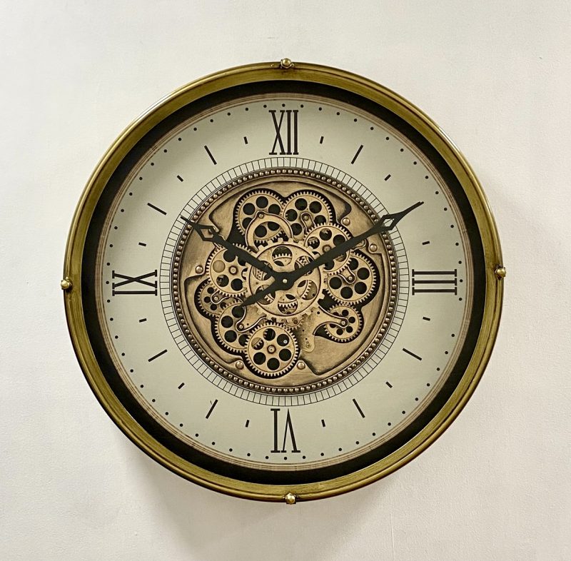 Lustrous Legacy Rotating Gears Metal Wall Clock 60cms