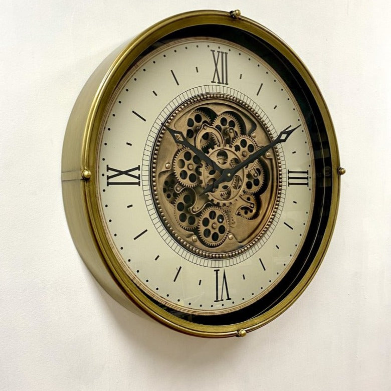Lustrous Legacy Rotating Gears Metal Wall Clock 60cms