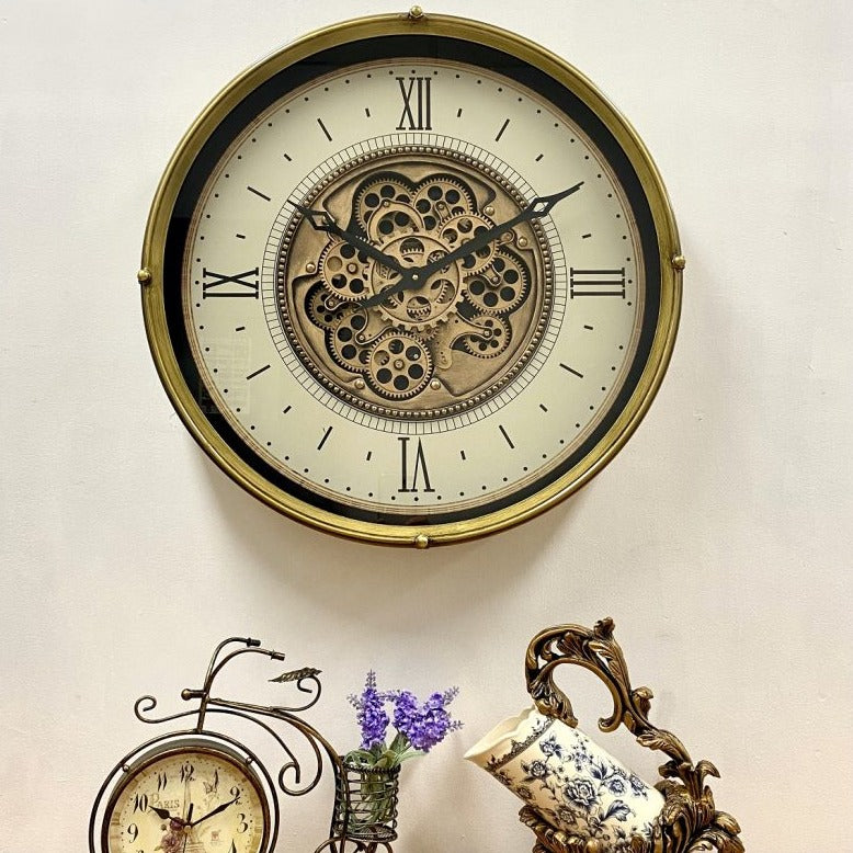 Lustrous Legacy Rotating Gears Metal Wall Clock 60cms