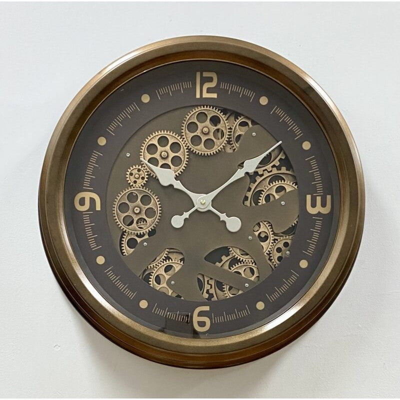Luxe Rotating Gears Metal Wall Clock 49cms