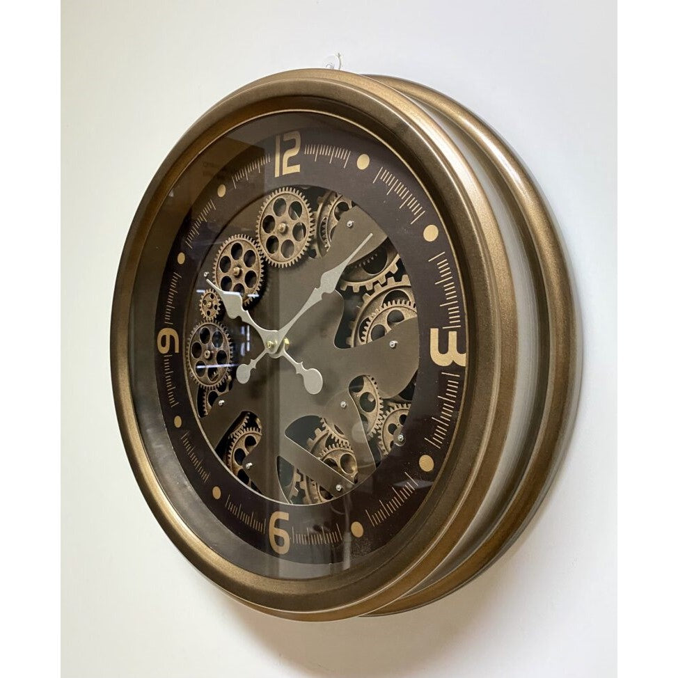 Luxe Rotating Gears Metal Wall Clock 49cms