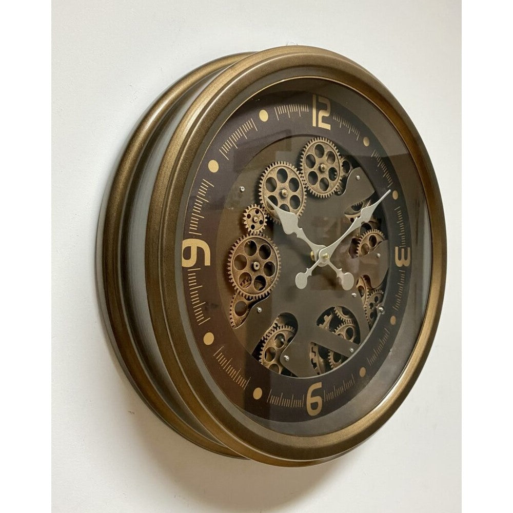 Luxe Rotating Gears Metal Wall Clock 49cms