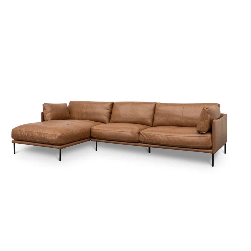 Luxurious 4-Seater Left Chaise Leather Sofa - Brown