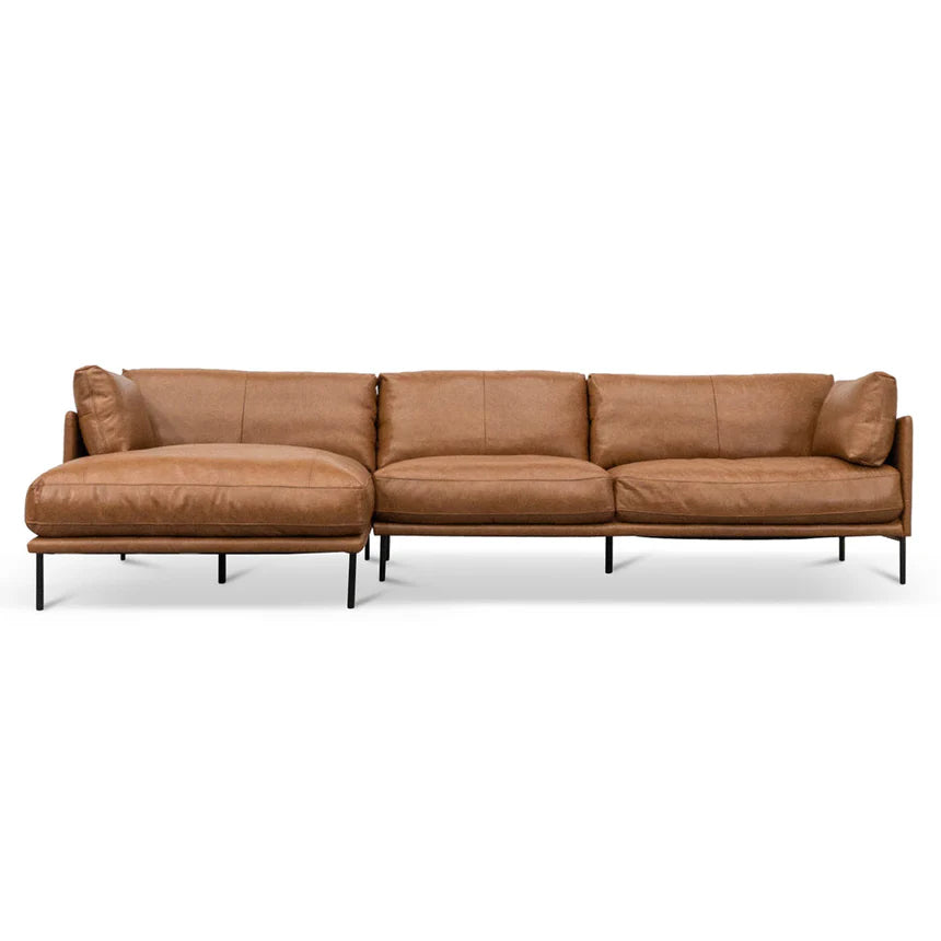 Luxurious 4-Seater Left Chaise Leather Sofa - Brown