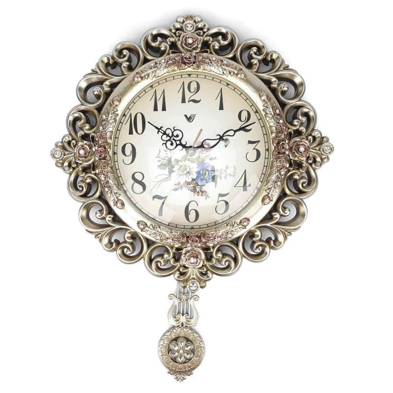 Luxurious Decor Pendulum Wall Clock 55cms - Silver