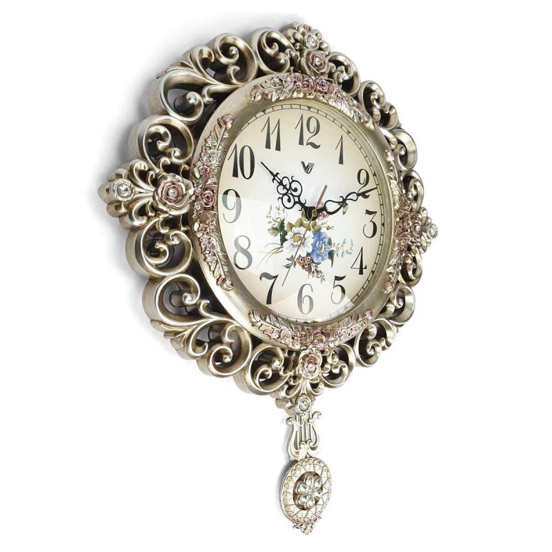Luxurious Decor Pendulum Wall Clock 55cms - Silver