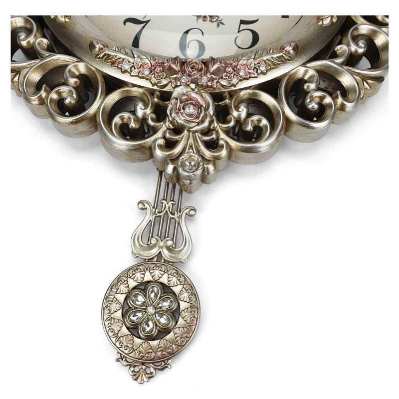 Luxurious Decor Pendulum Wall Clock 55cms - Silver
