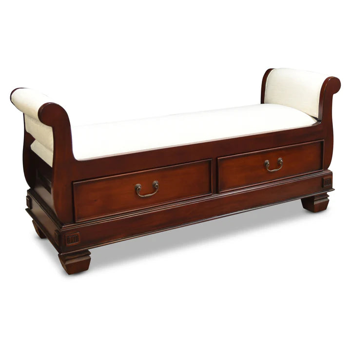 Luxurious Design Cezanne Bed End Stool - Rose Mahogany
