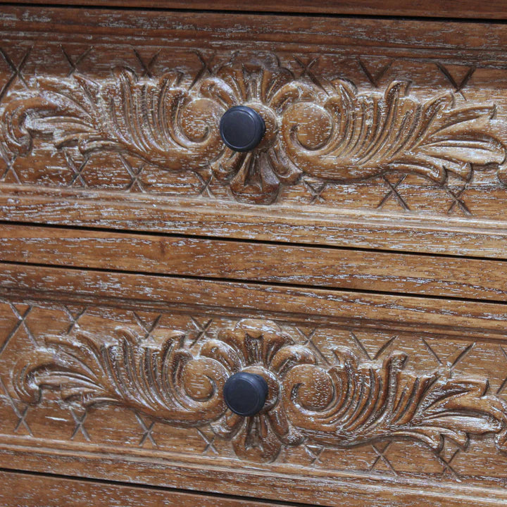 Luxurious French Provence Two Drawer Cabinet - Weathered Oak