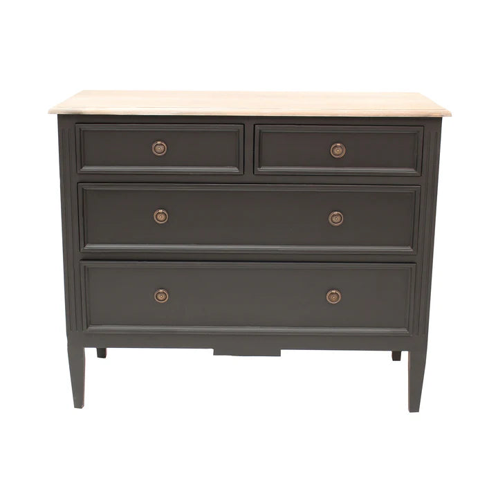 Luxurious Hamptons 4 Drawer Tallboy - Black
