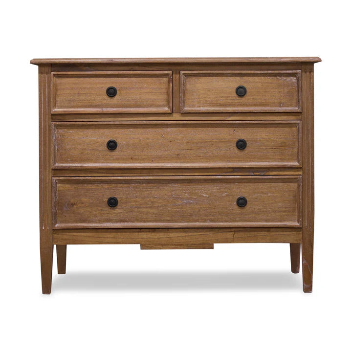 Luxurious Hamptons 4 Drawer Tallboy - Weathered Oak