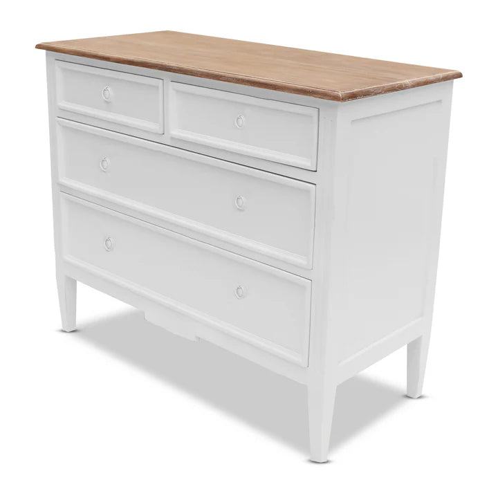 Luxurious Hamptons 4 Drawer Tallboy - White