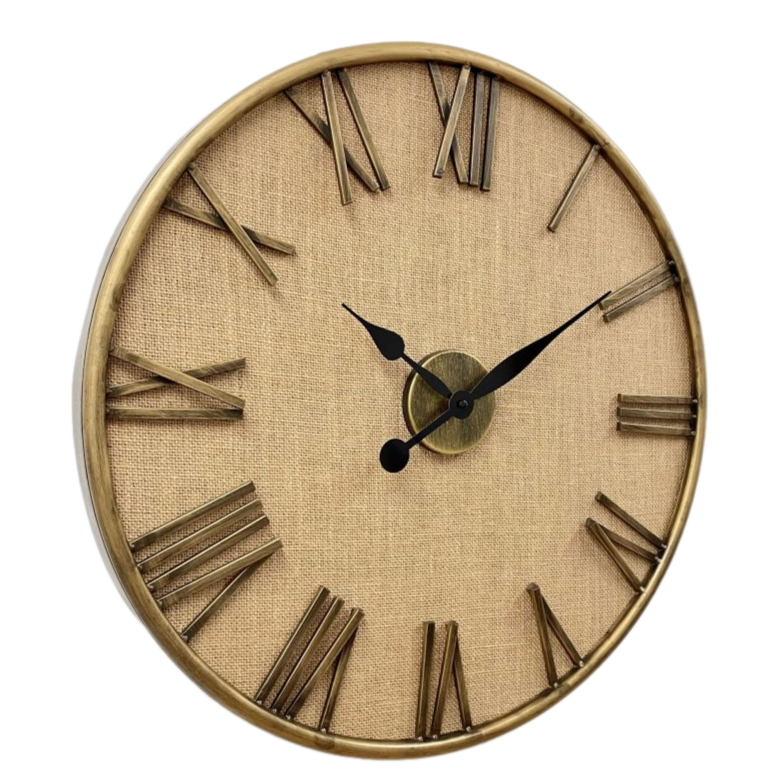 Luxurious Linen Dial Bronze Wall Clock 60cms