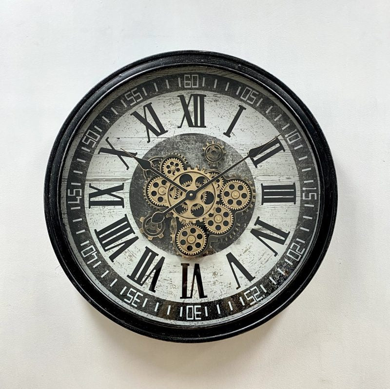 Luxurious Rotating Black Gears Clock 60cms