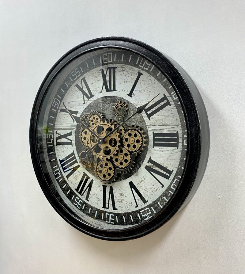 Luxurious Rotating Black Gears Clock 60cms