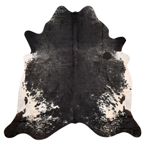 Luxurious Texture Genuine Cowhide Rug - Salt & Pepper Black