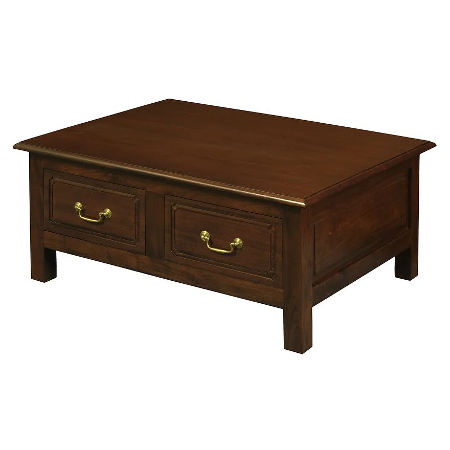 Luxury 4 Drawer Straight Leg Coffee Table - Brown