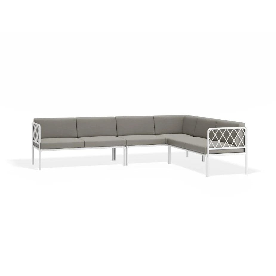 Luxury Outdoor White Left Corner Sofa - Sandy Grey