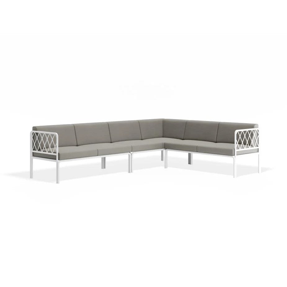 Luxury Outdoor White Left Corner Sofa - Sandy Grey