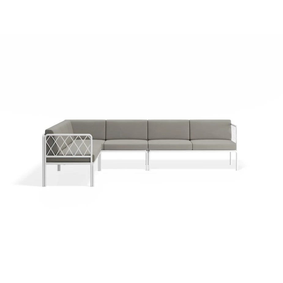 Luxury Outdoor White Right Corner Sofa - Sandy Grey