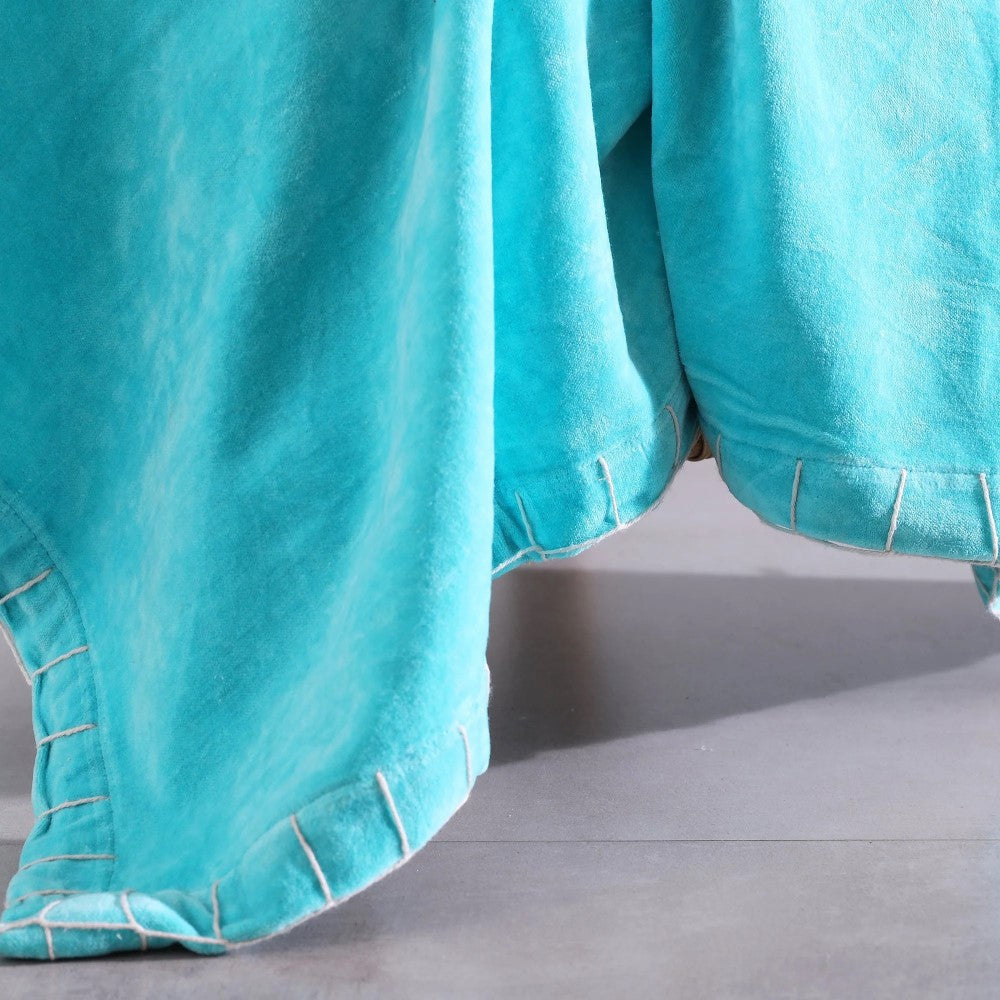 Luxury Rustic Cotton Velvet Throw - Blue
