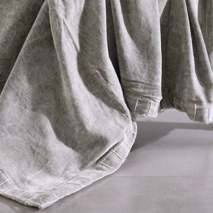 Luxury Rustic Cotton Velvet Throw - Grey