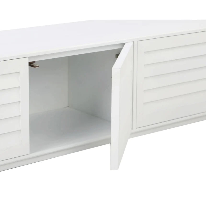 Luxury & Function Travertine Top TV Unit - White - 220cms