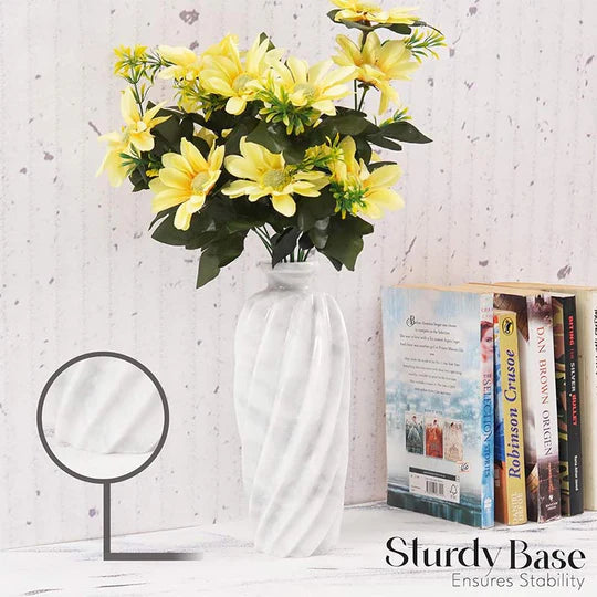 Mable Cross Lines Vase 25cms - White