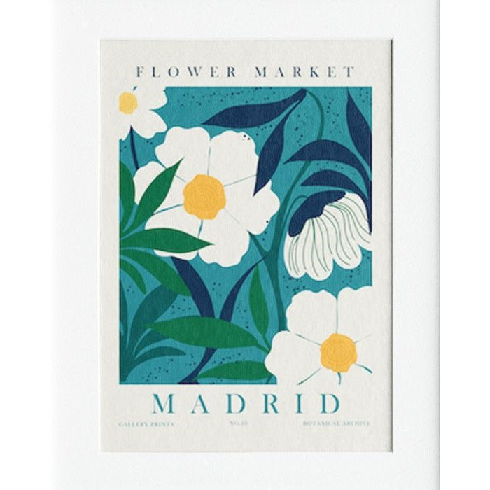 Madrid Flower Market Mounted Print Wall Decor - 40x50cms