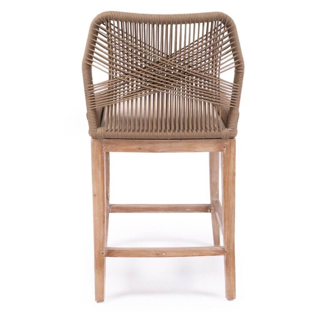 Mahogany Wood Cushioned Kitchen Bar Stool - Sand Finish