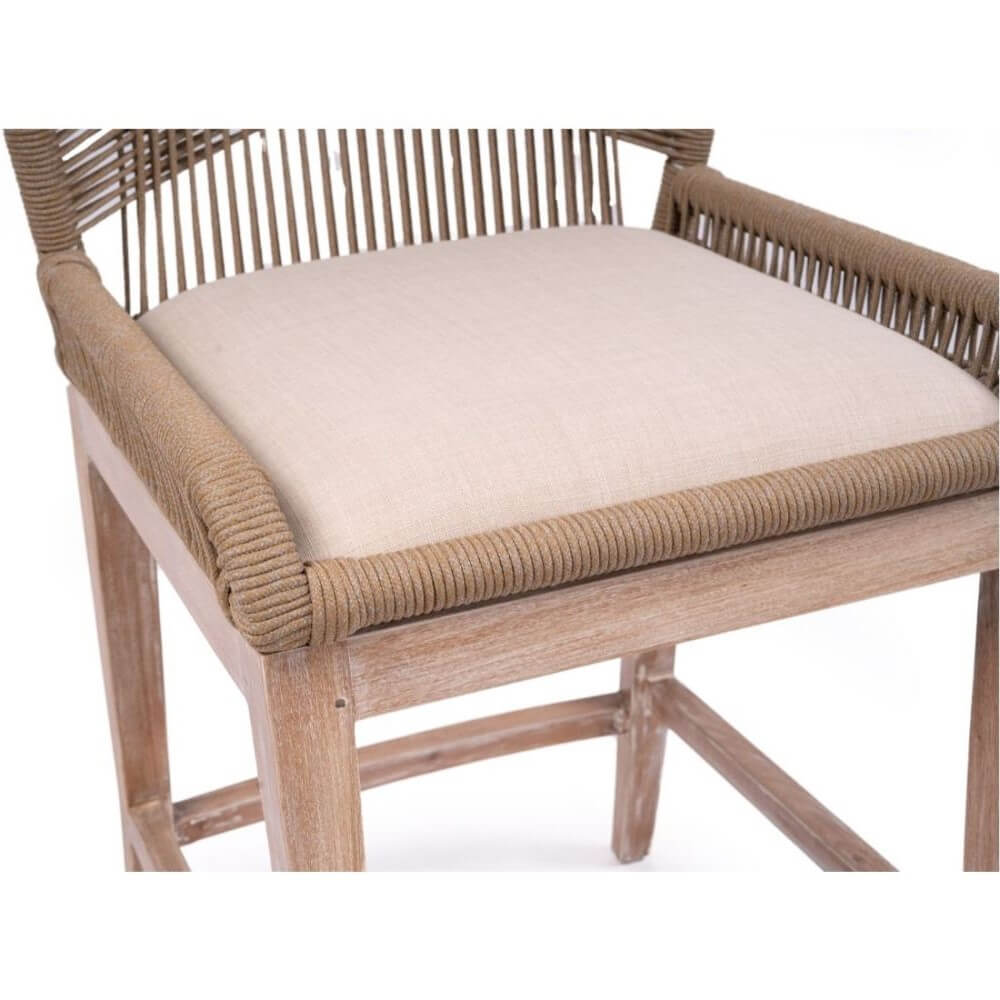 Mahogany Wood Cushioned Kitchen Bar Stool - Sand Finish