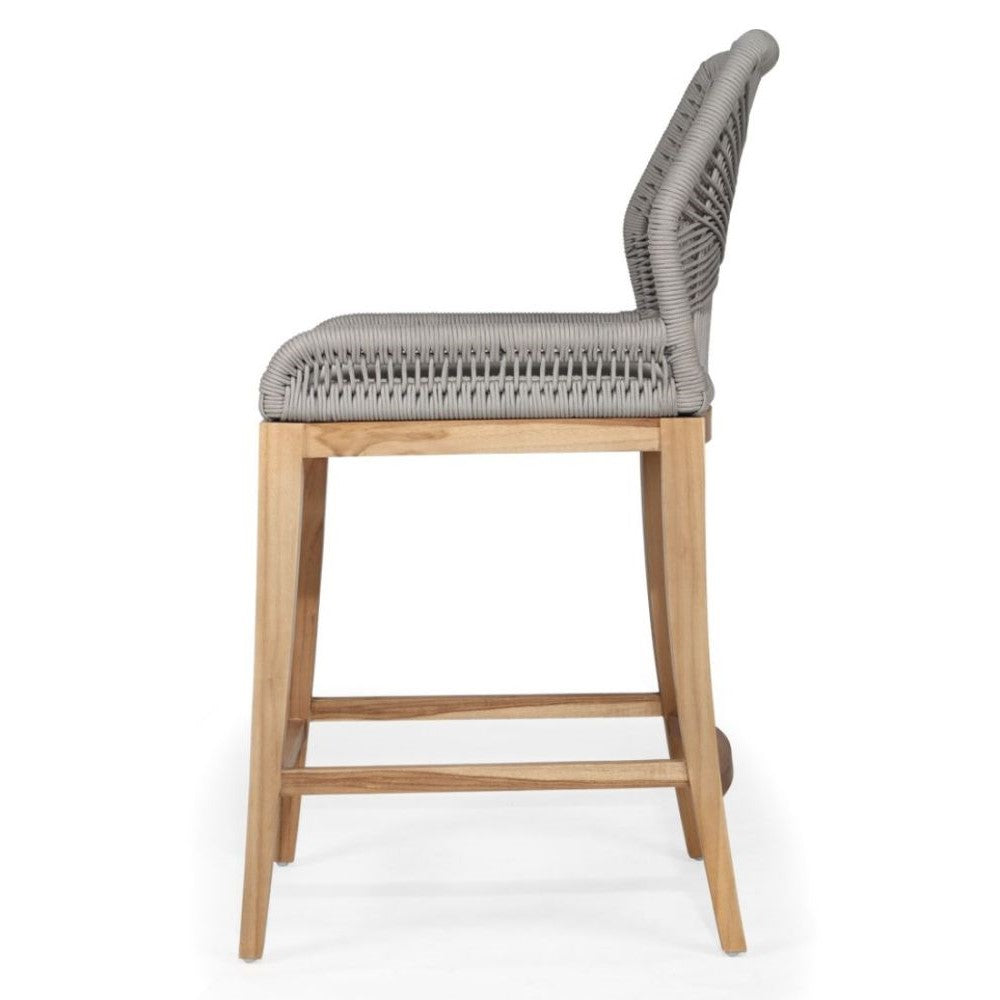 Mahogany Wood Cushioned Kitchen Bar Stool - Grey