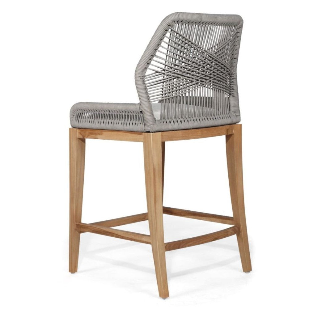 Mahogany Wood Cushioned Kitchen Bar Stool - Grey