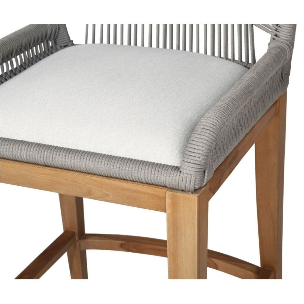 Mahogany Wood Cushioned Kitchen Bar Stool - Grey