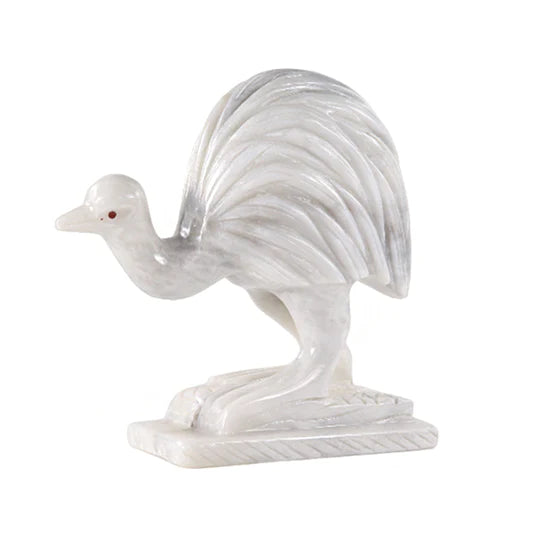 Majestic White Marble Emu - 20cm