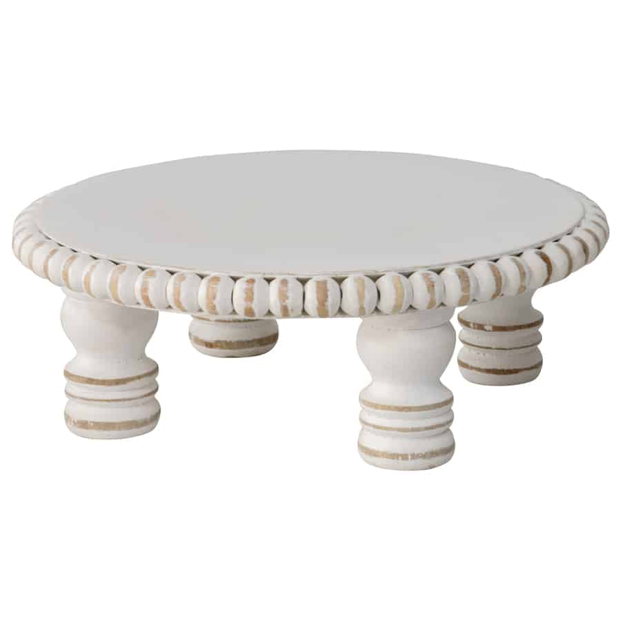 Mango Wood Round Beaded Display Stand - 30x10cms