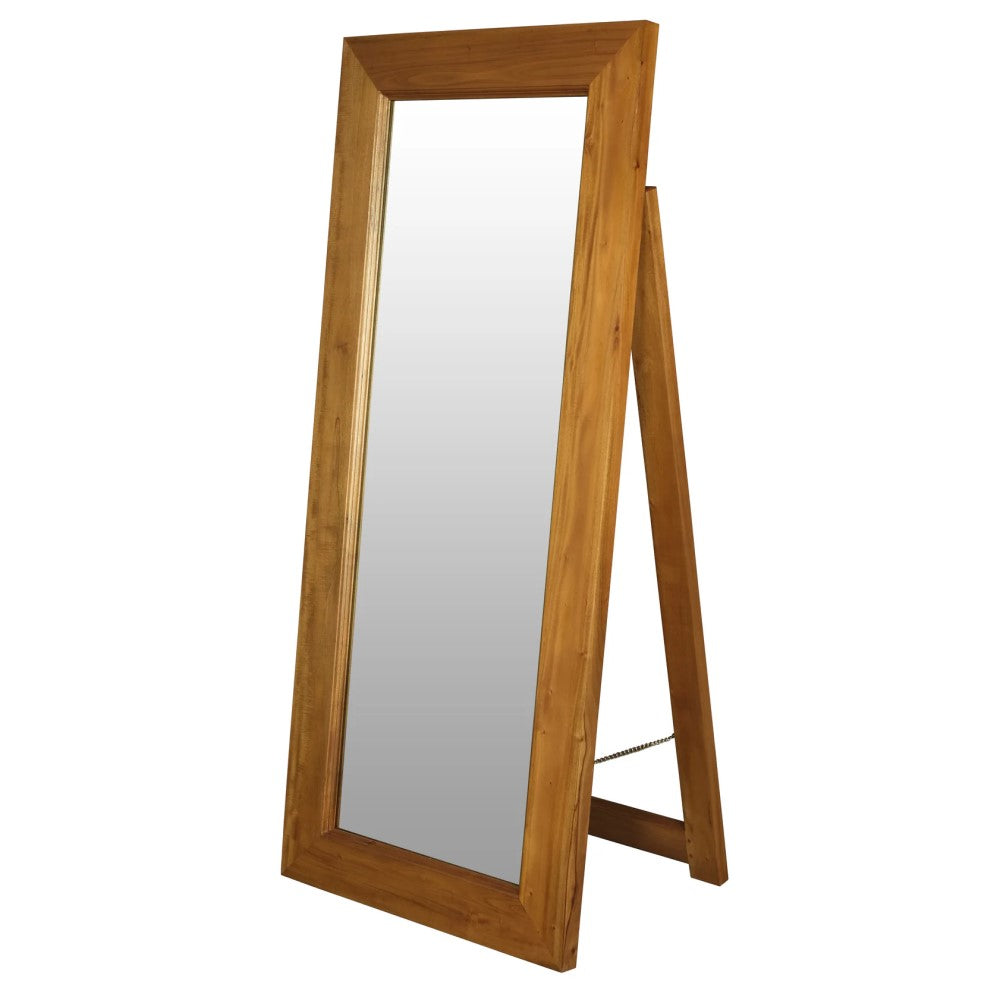 Manhattan Solid Light Brown Timber Wall Mirror - 65cms