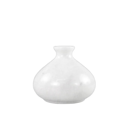 Marble Black Earthen Vase 13cm - White