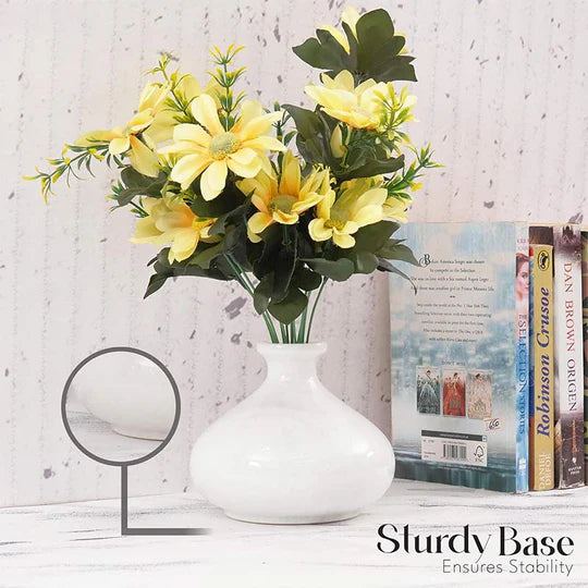 Marble Black Earthen Vase 13cm - White